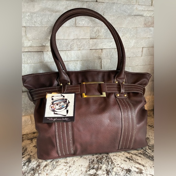 Jen Groover Butler Bag Brown Leather with Gold Trim! NWT - Picture 1 of 5